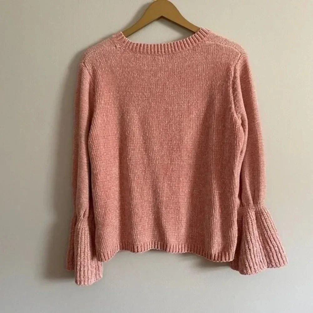 Elan Pink Chenille Bell Sleeve Sweater - Picture 8 of 9